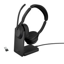 Jabra 25599-989-989 Kopfhörer/Headset, kabelgebunden und kabellos, mit Kopfbügel, Bluetooth-Ladestation für Büro/Callcenter, Schwarz