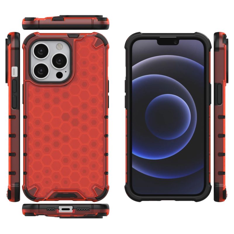 2. Honeycomb Handyhülle Schutzhülle mit TPU Rahmen für iPhone 13 Pro rot
