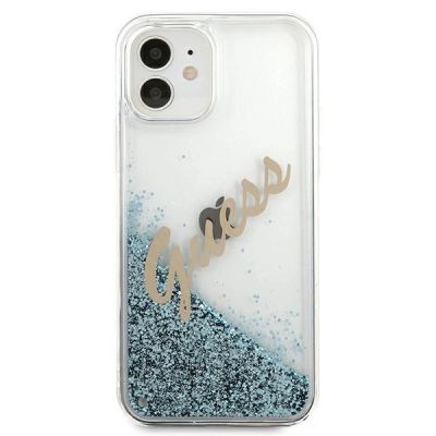 3. Guess GUHCP12SGLVSBL iPhone 12 mini 5.4" Blau/Blau Hardcase Glitter Vintage Script