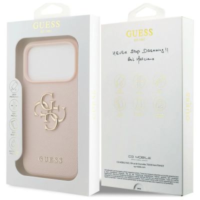 8. Guess Grained Big 4G & Classic Logo iPhone 17 Pro Hülle - Rosa