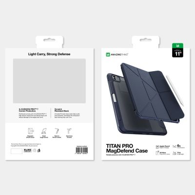7. AmazingThing Titan Pro Hülle für iPad Pro 11" M5 mit 720° drehbarem Ständer und Stifthalter - Marineblau