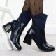10. Damen-Lack-Stiefeletten mit Blockabsatz, blau M.Daszyński SA269-1