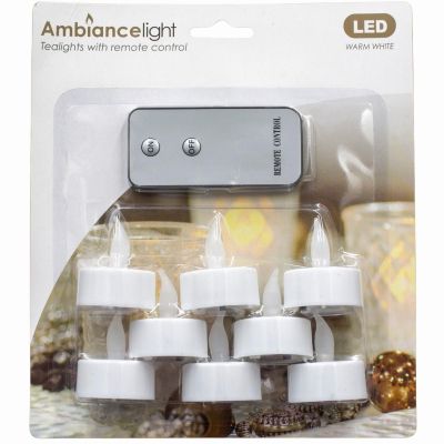 10. Set mit 8 LED-Teelichtern und Fernbedienung