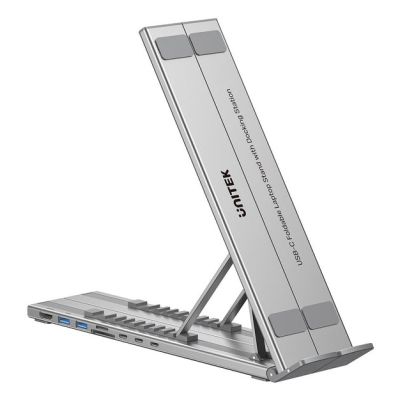 29. UNITEK Verstellbarer Laptopständer + Hub mit USB-C/A, HDMI 2.0, PD 100W