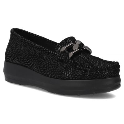 Schwarze Damen-Plateau-Loafer aus Leder, Filippo DP7652