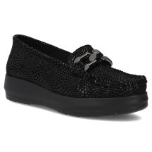 Schwarze Damen-Plateau-Loafer aus Leder, Filippo DP7652