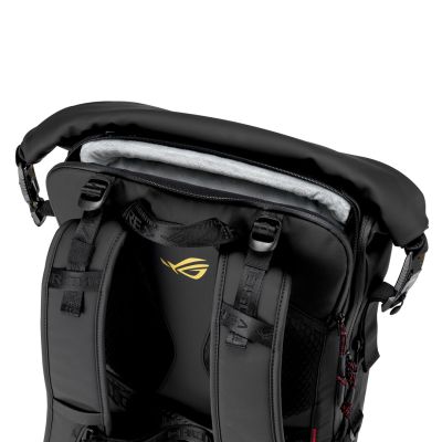 3. ASUS ROG SLASH Backpack Edition 20 Roll-Up Rucksack Schwarz Polyester, gewachstes Leder (zum Hochziehen)