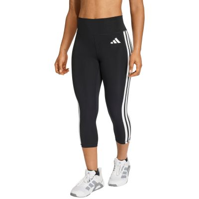 adidas Damen 3/4 Optime Essentials Workout Leggings mit 3 Streifen, Schwarz, KE6062