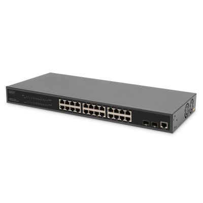 24-Port L2 Managed Gigabit Ethernet Switch mit PoE-Injektor, 2 SFP-Upload
