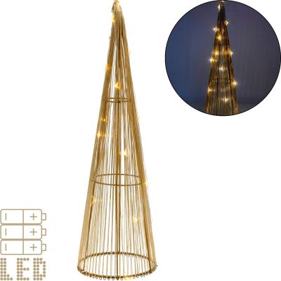 16. Dekorativer Weihnachtsbaum, goldfarben, LED, warmweiß, 40 cm