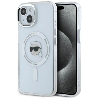 9. Karl Lagerfeld IML Metal Karl Head MagSafe Case für iPhone 15 Plus Weiß