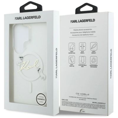 8. Karl Lagerfeld IML KC Script MagSafe Hülle für Samsung Galaxy S26 Ultra - Transparent