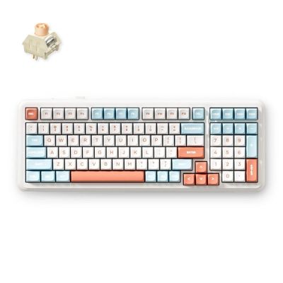 2. MCHOSE K99 V2 Gaming-Tastatur USB + RF Wireless + Bluetooth Orange, Weiß