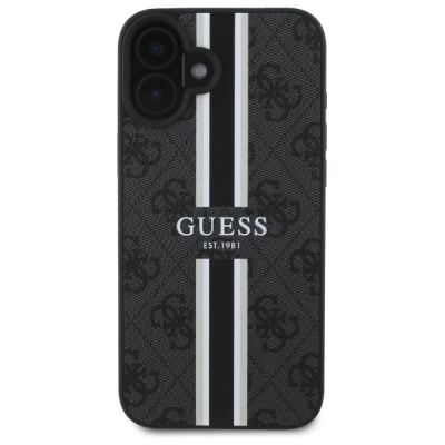 3. Guess 4G Printed Stripes MagSafe-Hülle für iPhone 16 – Schwarz