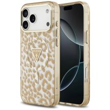 Guess Leopard Glitter MagSafe Hülle für iPhone 17 Pro - Braun