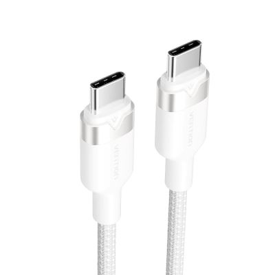2. USB-C-zu-USB-C-Vention-Geflechtkabel, 3 A, 480 Mbit/s, 60 W PD, 1 m, Weiß