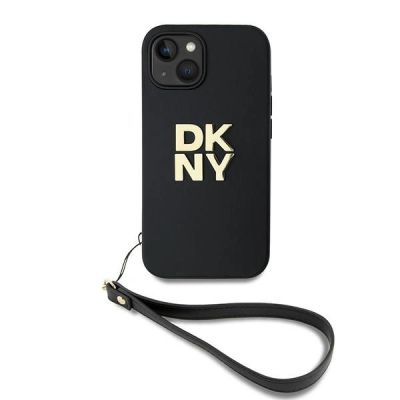 2. DKNY Wrist Strap Stock Logo Hülle für iPhone 15 / 14 / 13 – Schwarz