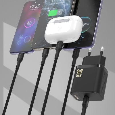 6. Dudao A27PCEU PD 30W GaN USB-C Wandladegerät mit USB-C-Kabel – Weiß