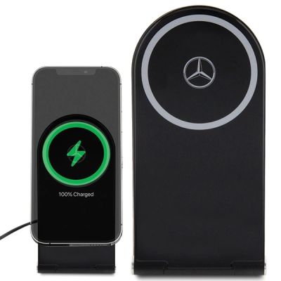 2. Mercedes Silver Stars MagSafe faltbares 2in1 15W induktives Ladegerät – Schwarz
