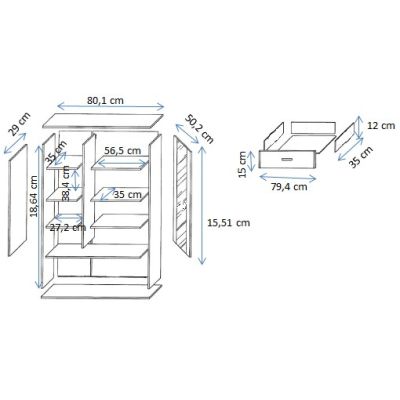 8. Vitrine S6 SOHO 80x41x192 Kaschmir+Schwarz