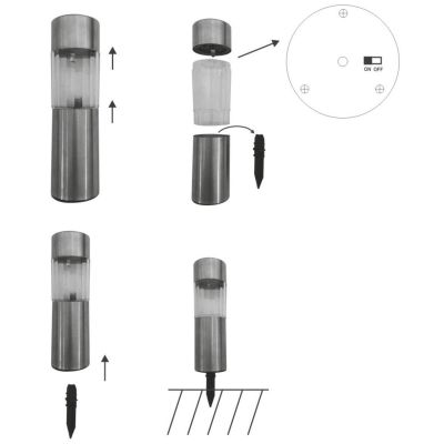 5. SOLARLAMPE 4,5 x 15 cm, Edelstahl, 6 Stück, GRUNDIG