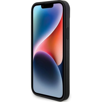 5. BMW Perforierte Tricolor Line Hülle für iPhone 15 Plus / 14 Plus – Schwarz