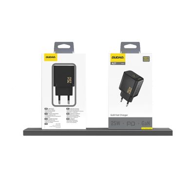 4. Dudao A27 25W GaN USB-C Wandladegerät - Schwarz