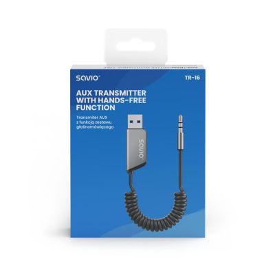 7. SAVIO TRANSMITER AUX, USB, BLUETOOTH 5.3, FREISPRECHFUNKTION, TR-16