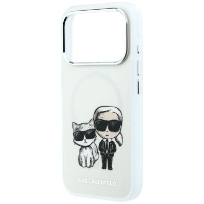 6. Karl Lagerfeld Smooth Karl & Choupette Bodies Sketch MagSafe Hülle für iPhone 18 Pro Max / 17 Pro Max Beige