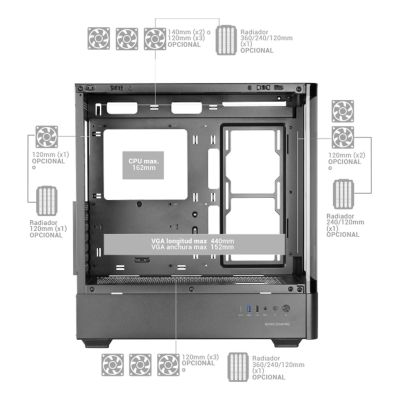 9. TACENS MARS MC-LCDPRO 7,2" IPS LCD ATX - Gehäuse