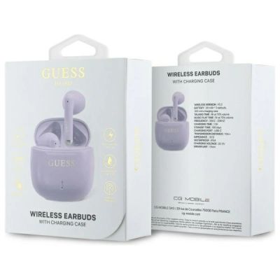 4. Guess Bluetooth-Kopfhörer GUTWSJ14ESGU TWS + Dockingstation Lila/Lila Gedrucktes klassisches Logo