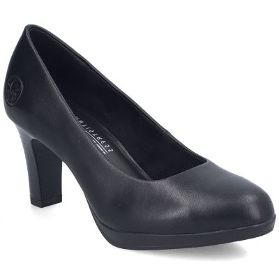 Rieker 41560-01 schwarze Lederpumps mit Blockabsatz