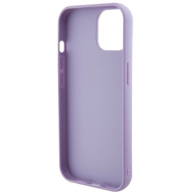 5. Guess Pailletten-Schriftzug-Metallgehäuse für iPhone 15 – Lila