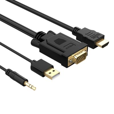 3. Orico XD-VATH VGA- und 3,5-mm-Klinkenstecker-auf-HDMI-Full-HD-60-Hz-Kabel mit USB-Stromversorgung, 5 m – Schwarz