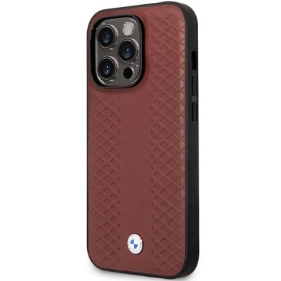 2. Hülle BMW BMHCP14L22RFGR iPhone 14 Pro 6.1" Burgund/Burgund Leder Rautenmuster
