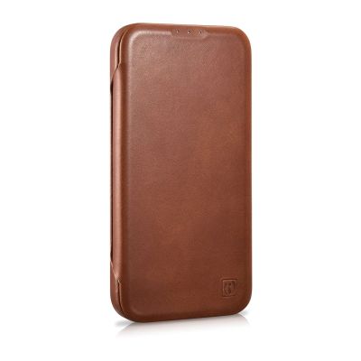 5. iCarer CE Oil Wax Premium Leather Folio Case iPhone 14 Plus magnetische Klapphülle MagSafe braun (AKI14220707-BN)