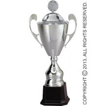 Silberner Metallbecher mit Deckel