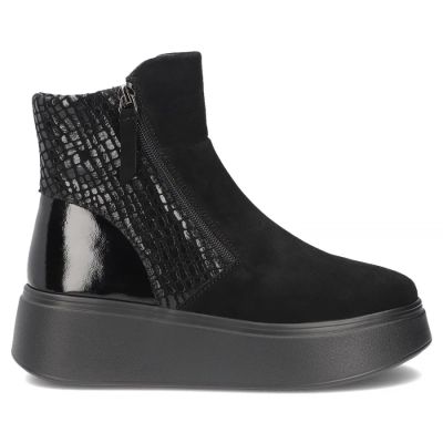2. Schwarze Damen-Ankle-Boots aus Leder mit Plateausohle, Filippo DBT8077/26