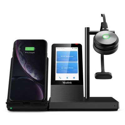 4. Yealink WH66 Mono UC Headset Kabelloses Kopfbügel-Headset für Büro/Callcenter USB Typ-A Bluetooth-Ladestation Schwarz