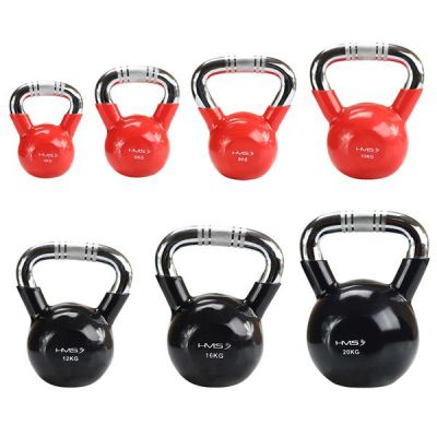 26. Kettlebell Gusseisengriff Chrom gerändelt HMS KTC10 ROT 