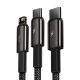 5. Baseus Tungsten 3in1 USB-Kabel - USB Typ C / Lightning / Micro-USB 3,5 A 1,5 m schwarz (CAMLTWJ-01)