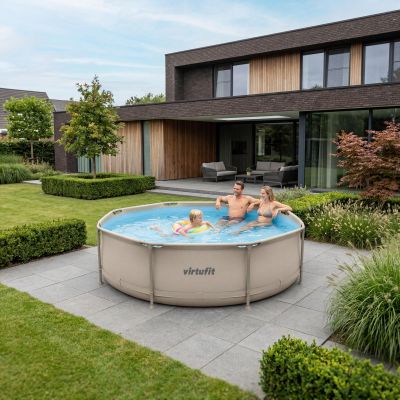 6. VIRTUFIT RUNDER POOL 244 CM MIT FILTPUMPE BEIGE