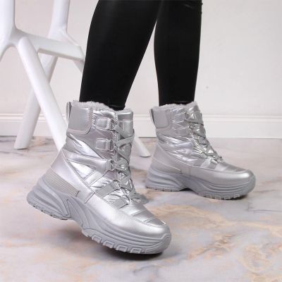 6. Potocki W WOL117B metallische Schneestiefel mit Schnürung