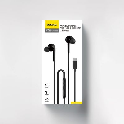 2. Dudao X3C+ kabelgebundener USB-C In-Ear-Kopfhörer 1,2 m – Schwarz