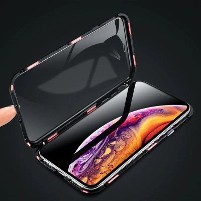 12. Wozinsky Full Magnetic Case 360 Magnetic Case Vorder- und Rückseite mit integriertem Glas Samsung Galaxy A72 4G Schwarz-Transparent