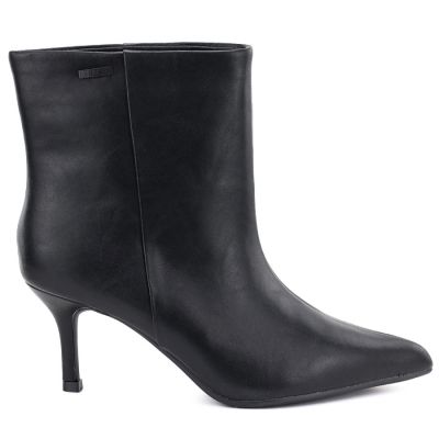 7. Schwarze Damen-Ankle-Boots aus Leder mit niedrigem Absatz, Big Star UU274492