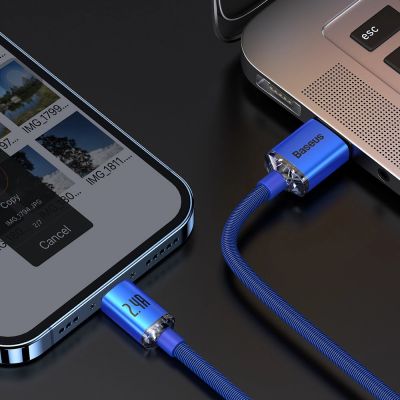 8. Baseus Crystal Shine Series Kabel USB-Kabel für schnelles Aufladen und Datenübertragung USB Typ A - Lightning 2.4A 2m blau (CAJY000103)