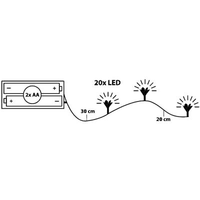 9. Batteriebetriebene Lichterkette mit 20 warmweißen LED-Blumen