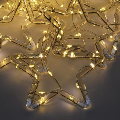 26. Weihnachtsbaumbeleuchtung, Lichtervorhang 200x200 cm, 415 LEDs, warmweiße Sterne