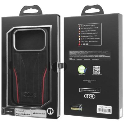 10. Audi R8 Echtleder MagSafe Hülle für iPhone 17 Pro - Schwarz und Rot